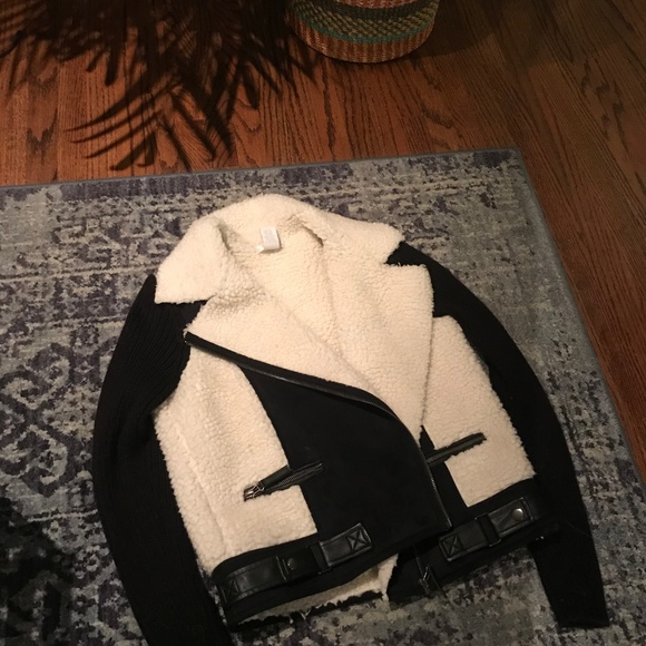 Design History shearling moto-style coat - Picture 2 of 3